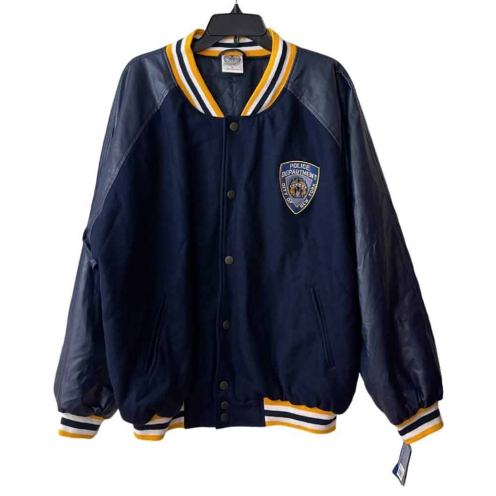 NYPD Varsity Jacket Mens XL Blue Letterman Steve & Barry Bomber Coat New - Picture 1 of 15